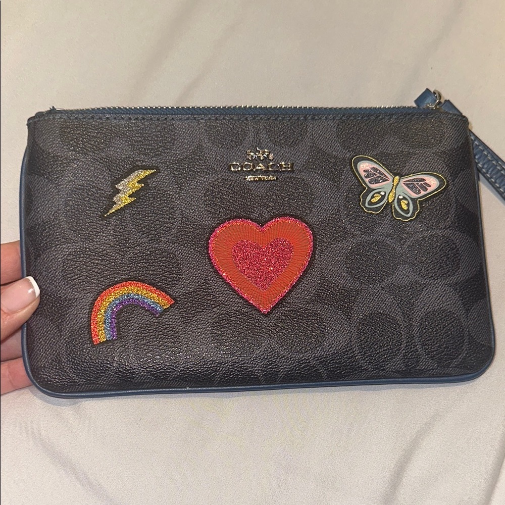 Coach Black Wristlet with Colorful Embellishments